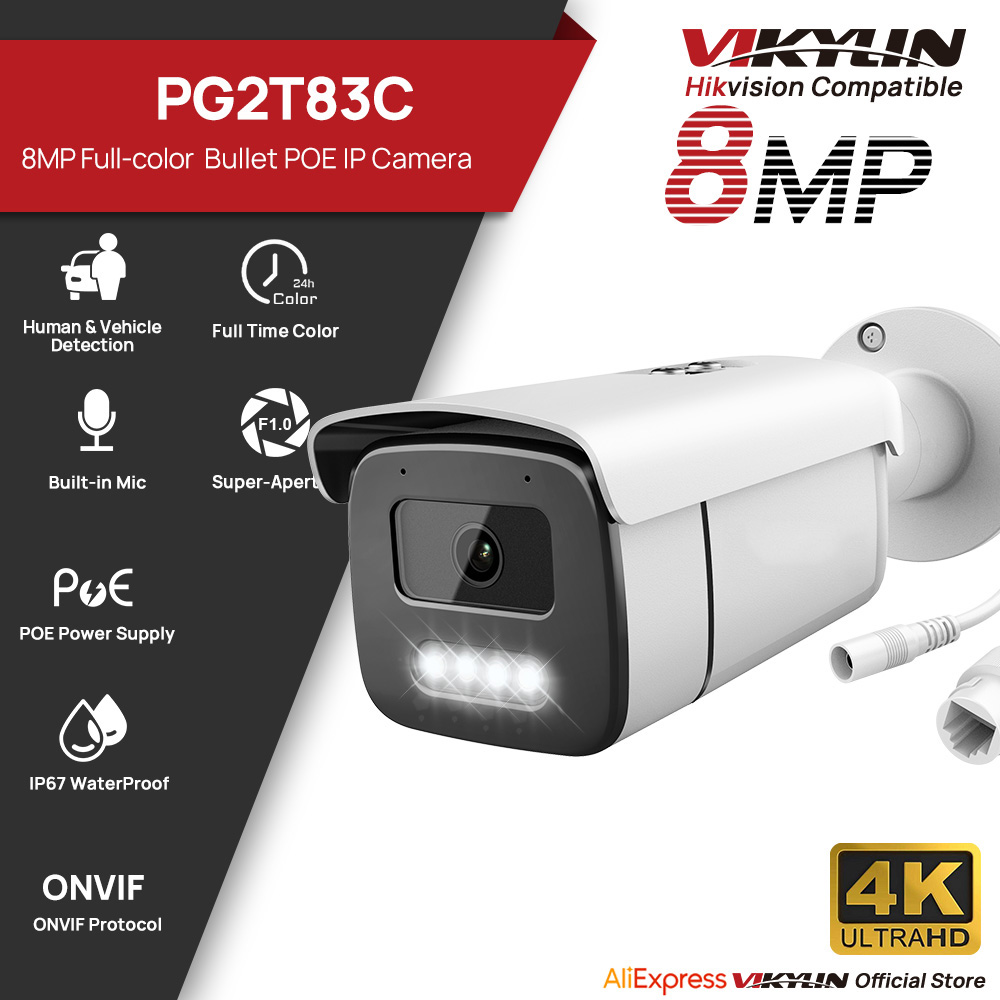 Table Tennis World - Vikylin 8MP Vollfarbige Nachtsicht-Bullet-IP-Kamera mit Personen-
